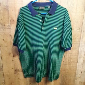 Masters Collection Striped Short Sleeve Golf Polo Shirt Men's L Blue Green